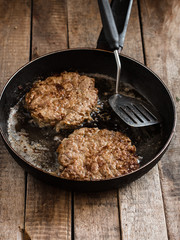 Cutlets fried in a frying pan