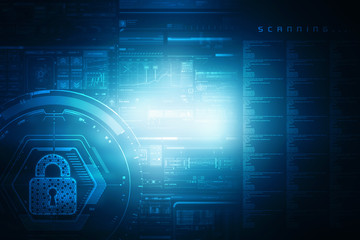 2d illustration Safety concept: Closed Padlock on digital background