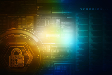 2d illustration Safety concept: Closed Padlock on digital background