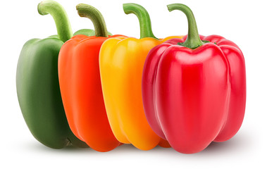 Set green, red, orange, yellow bell peppers