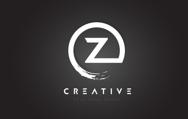 Z Circular Letter Logo with Circle Brush Design and Black Background. - obrazy, fototapety, plakaty