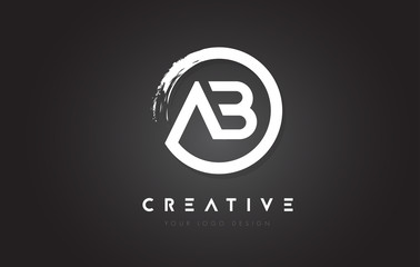 AB Circular Letter Logo with Circle Brush Design and Black Background. - obrazy, fototapety, plakaty