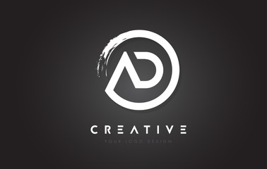 AD Circular Letter Logo with Circle Brush Design and Black Background.