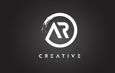 AR Circular Letter Logo with Circle Brush Design and Black Background. - obrazy, fototapety, plakaty
