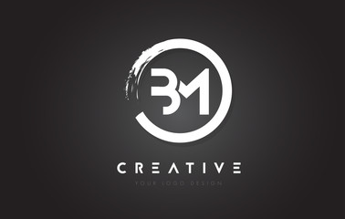 BM Circular Letter Logo with Circle Brush Design and Black Background.