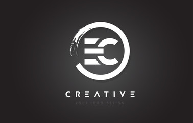 EC Circular Letter Logo with Circle Brush Design and Black Background. - obrazy, fototapety, plakaty
