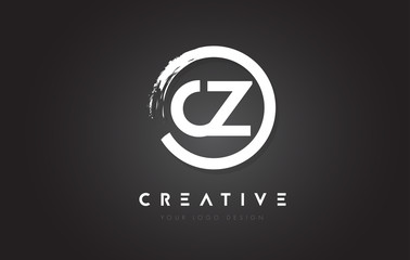 CZ Circular Letter Logo with Circle Brush Design and Black Background.