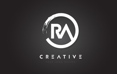 RA Circular Letter Logo with Circle Brush Design and Black Background.