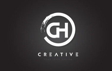 CH Circular Letter Logo with Circle Brush Design and Black Background.