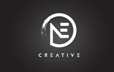 NE Circular Letter Logo with Circle Brush Design and Black Background. - obrazy, fototapety, plakaty