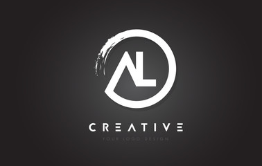 AL Circular Letter Logo with Circle Brush Design and Black Background. - obrazy, fototapety, plakaty