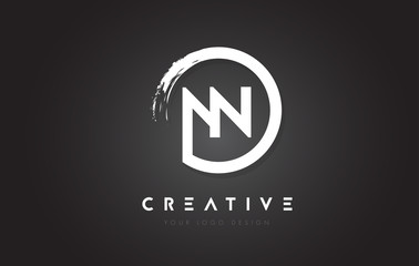 NN Circular Letter Logo with Circle Brush Design and Black Background.