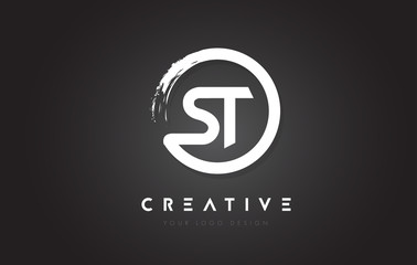 Obraz premium ST Circular Letter Logo with Circle Brush Design and Black Background.