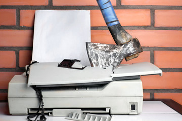 Smashed Office Printer