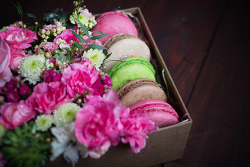 Beautiful and delicate flowers in gift boxes