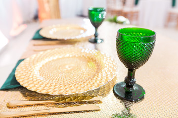 Beautifully organized event - served festive round tables ready for guests