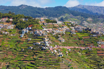 Fototapeta na wymiar Aerial view of typical Madeira landscape