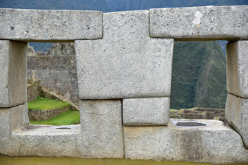 Fenêtres incas au Machu Picchu au Pérou