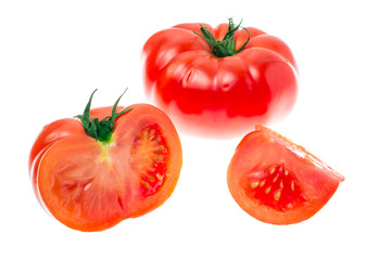 Red tomato isolated on white background