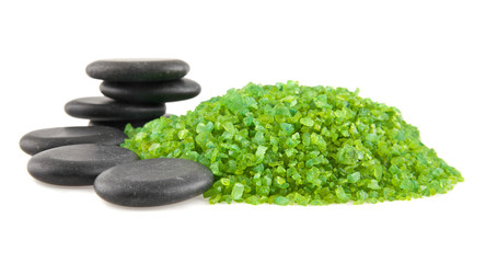green sea salt and stones