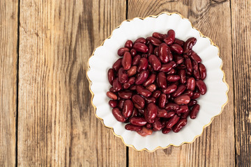 Boiled beans in white plate