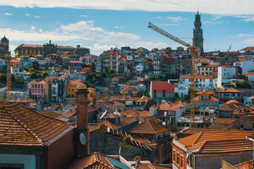 Top view old downtown of Porto, Portugal.