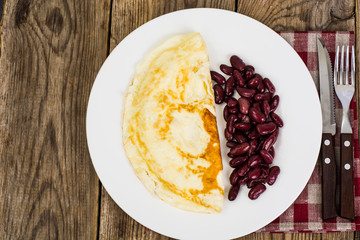 Useful protein breakfast omelet and boiled beans