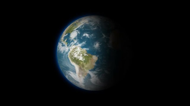 Realistic Earth Rotating on space (Loop). Texture map courtesy of NASA.