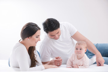 happy family of three