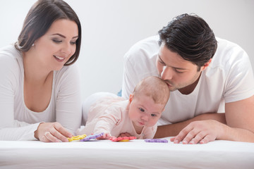 happy family of three