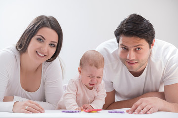 happy family of three
