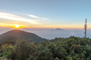 Nice mountain landscape sunset view from Ba Na Hill, Da Nang Vietnam Feb 2017