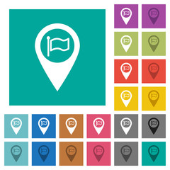 Destination GPS map location square flat multi colored icons