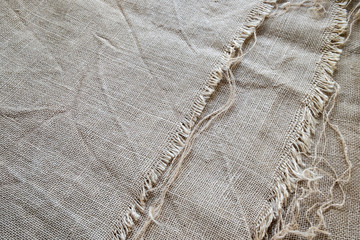 Wrinkled Folded Gray Burlap. Empty Textured Background for Product Montage, Web Design,...