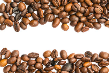 Coffee beans stripes isolated in white background