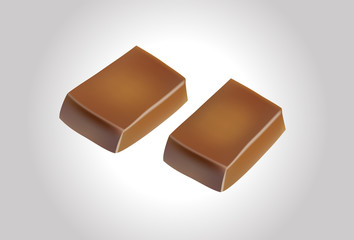 caramel candies on white