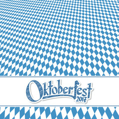 Oktoberfest background with blue-white checkered pattern