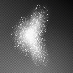 Water or liquid spray mist of atomizer isolated on transparent background. Effect with flying particles. Vector illustration.