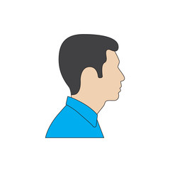 The profile of a man drawn in flat style isolated on white background