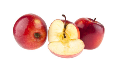 red apples isolated on white background closeup
