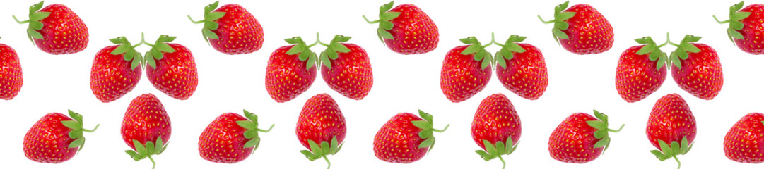 Panele Szklane  panorama pattern ripe fresh red strawberries