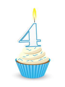Blue Birthday Cupcake for 4th Birthday