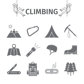 Rock-climbing equipment. Vector illustration