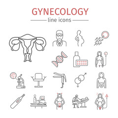 Fototapeta premium Gynecology. Line icons set. Vector signs