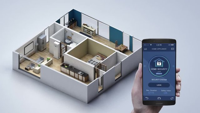 IoT smart home, Touching mobile Home appliance, Home security control system. Internet of Things