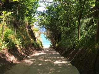 Road to the sea through the rock
