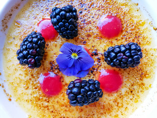 French dessert Creme brulee ready to eat