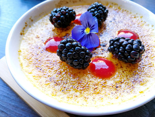 French dessert Creme brulee ready to eat