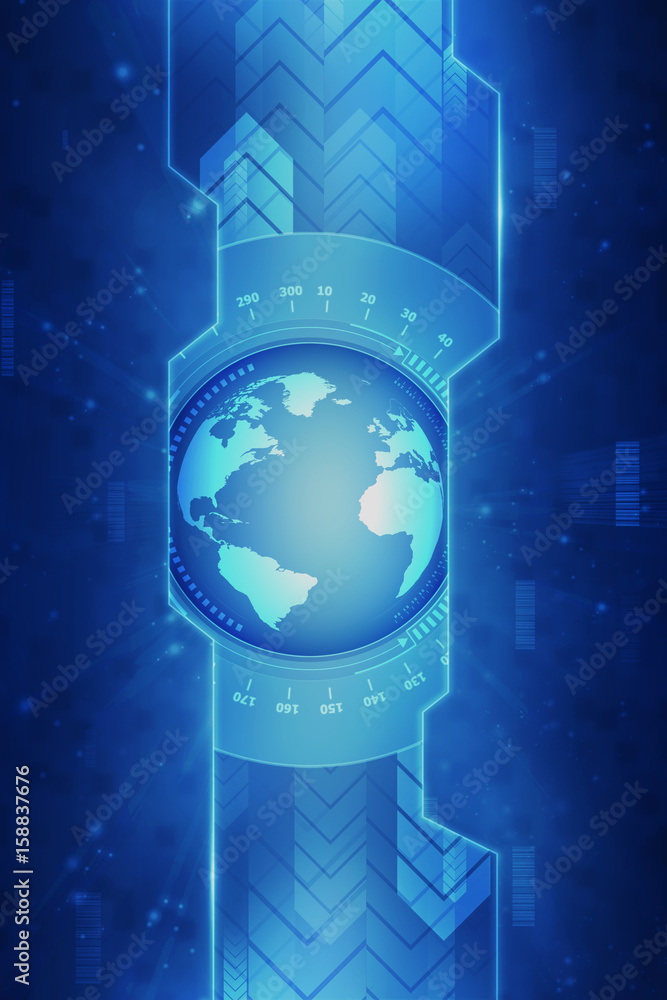 Poster 2d rendering abstract world concept
