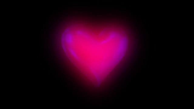 Animated spinning glowing pink heart against black background. Full 360 spin and loop-able. Mask included.